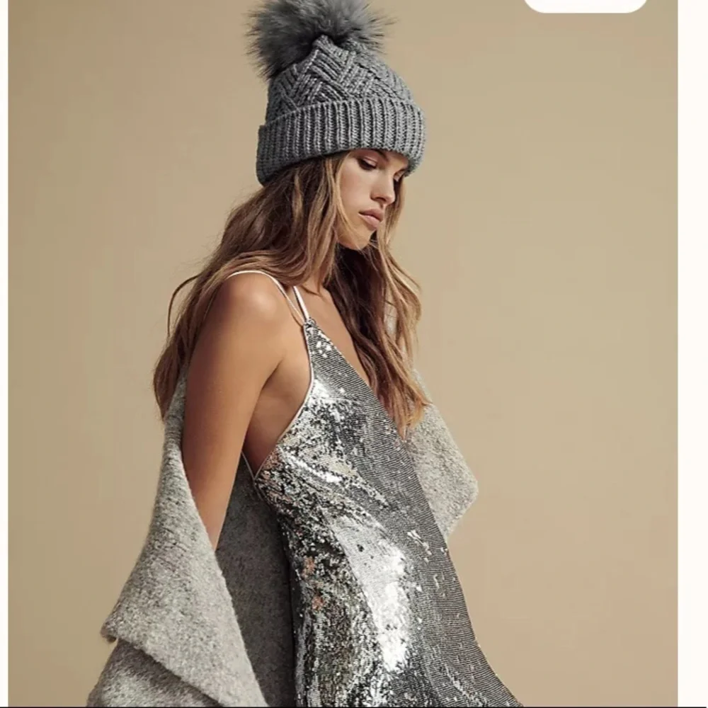 New Free People Black Pinnacle Pom Beanie